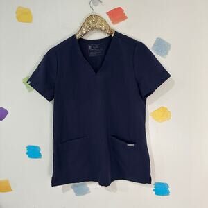 S FIGS Navy Blue Short Sleeved Scrub Top